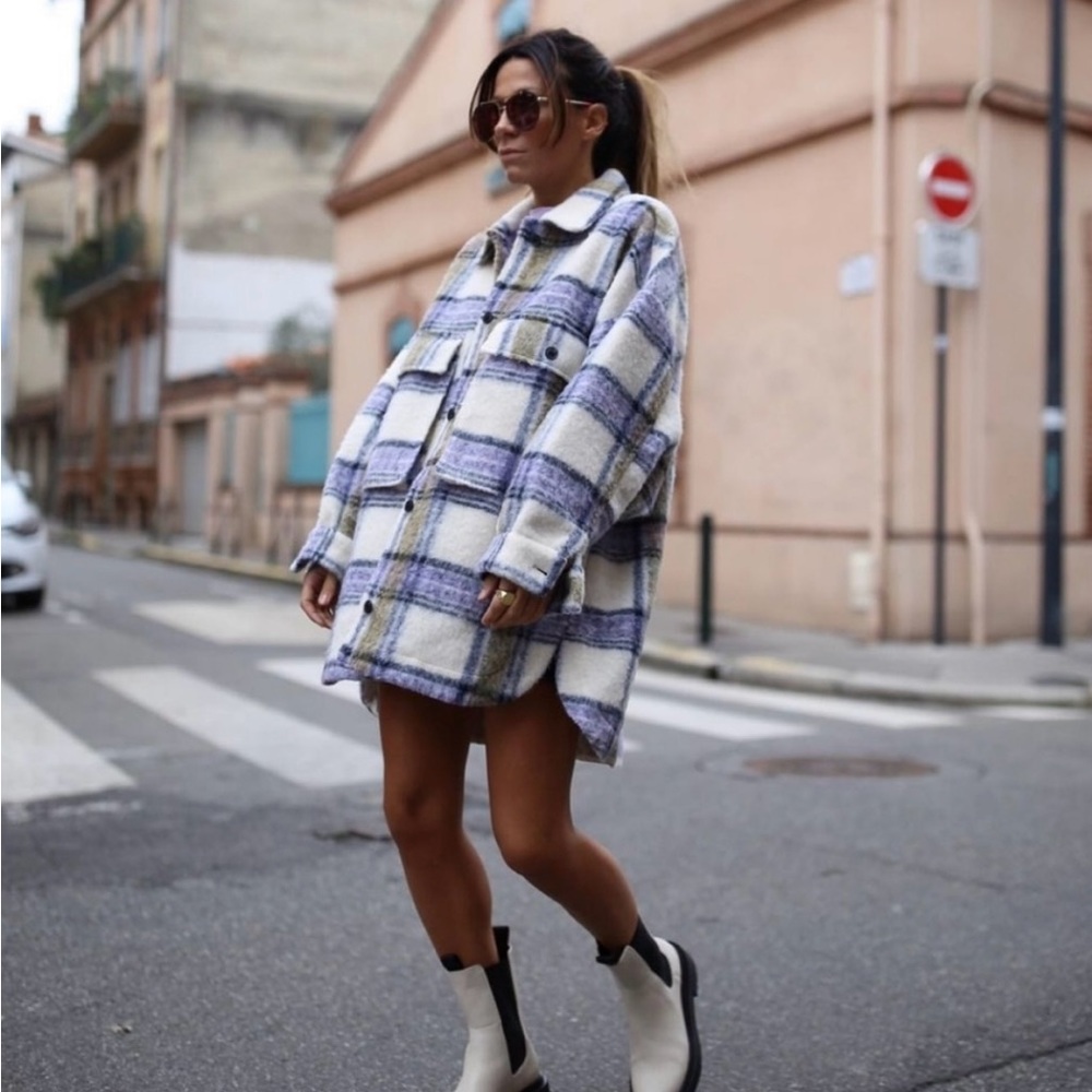ZARA OVERSIZED PLAID OVERSHIRT